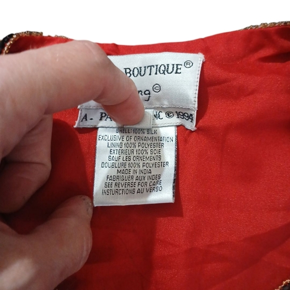 Pappel Boutique Red and Gold Ornate Cropped Blazer Size Medium - Picture 6 of 8